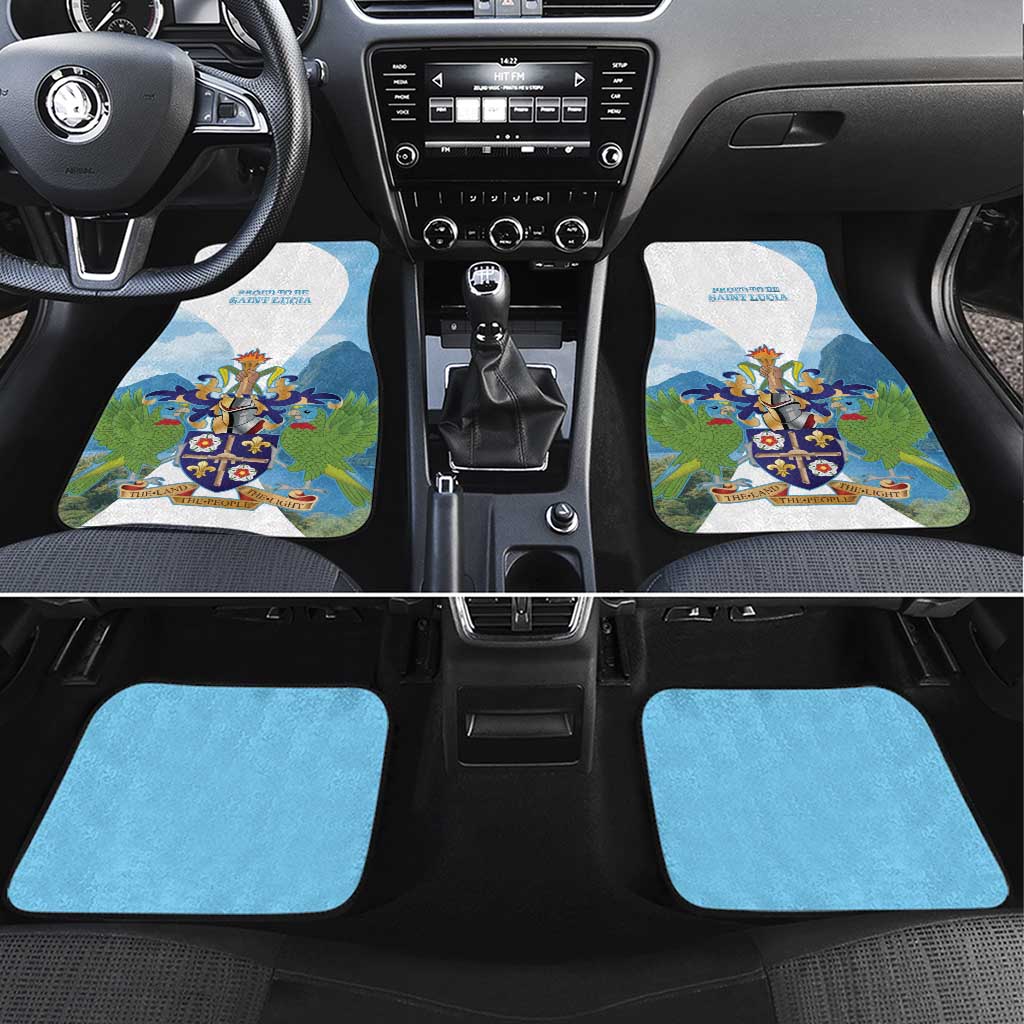 Proud To Be Saint Lucia 758 Car Mats Pitons With Map - Wonder Print Shop