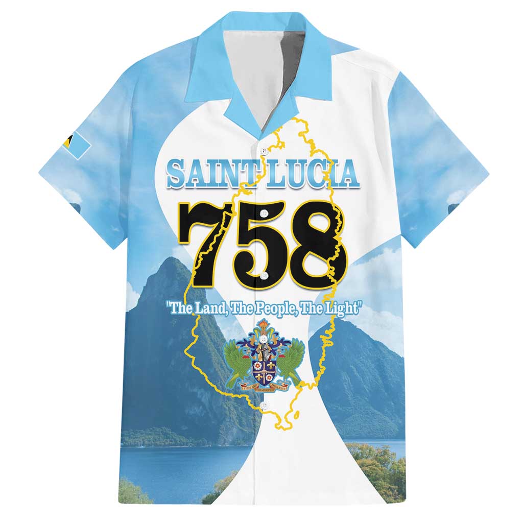 Proud To Be Saint Lucia 758 Hawaiian Shirt Pitons With Map - Wonder Print Shop