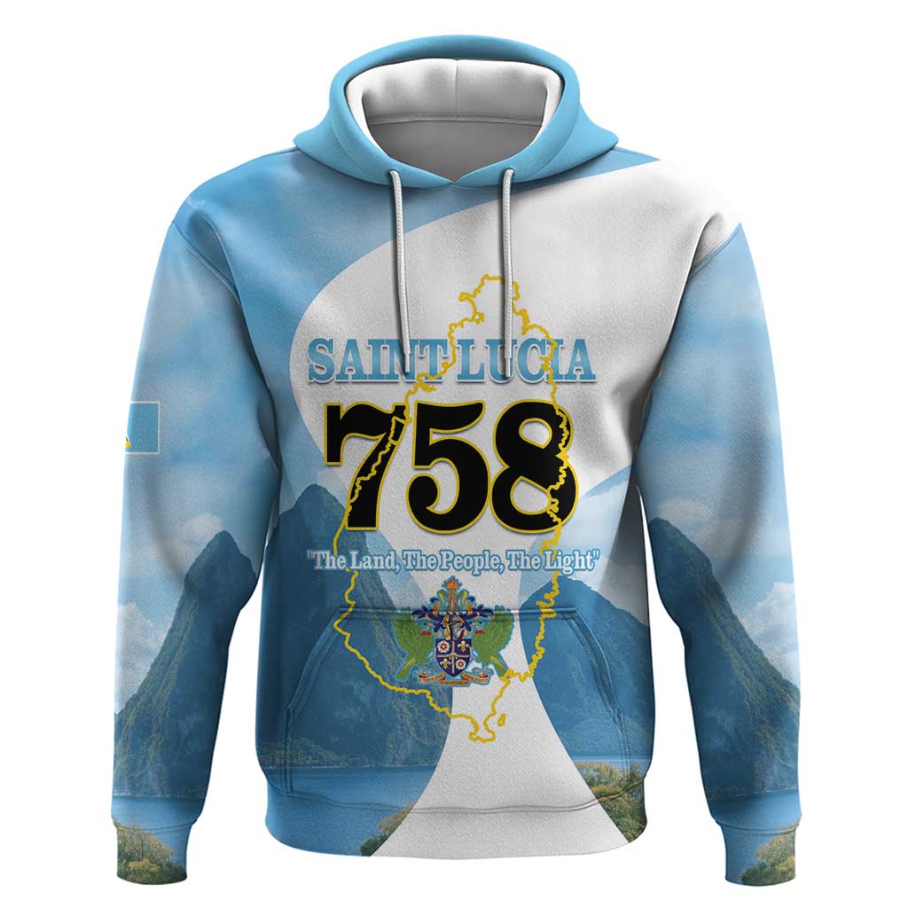 Proud To Be Saint Lucia 758 Hoodie Pitons With Map - Wonder Print Shop