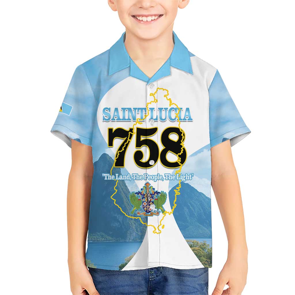 Proud To Be Saint Lucia 758 Kid Hawaiian Shirt Pitons With Map - Wonder Print Shop