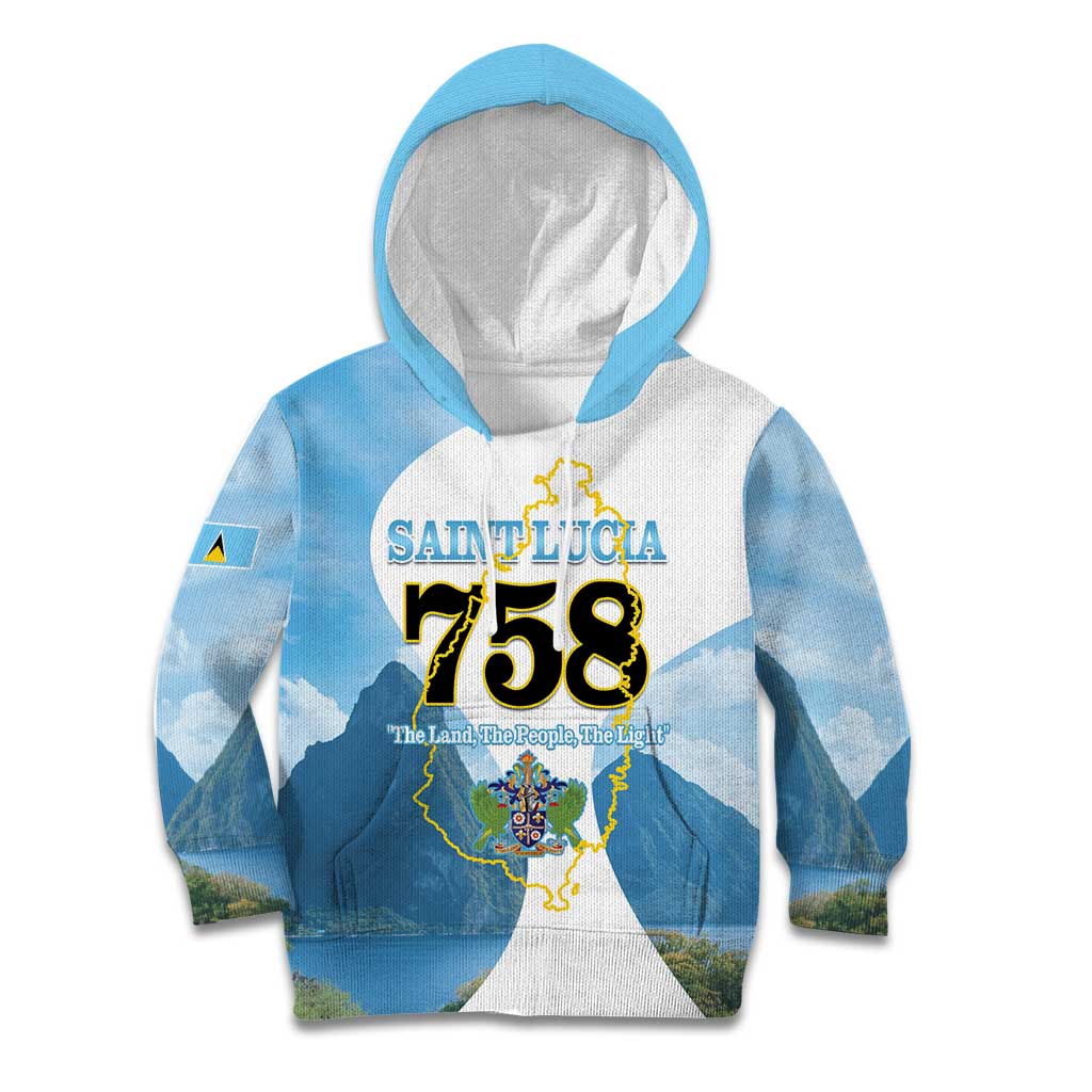 Proud To Be Saint Lucia 758 Kid Hoodie Pitons With Map - Wonder Print Shop