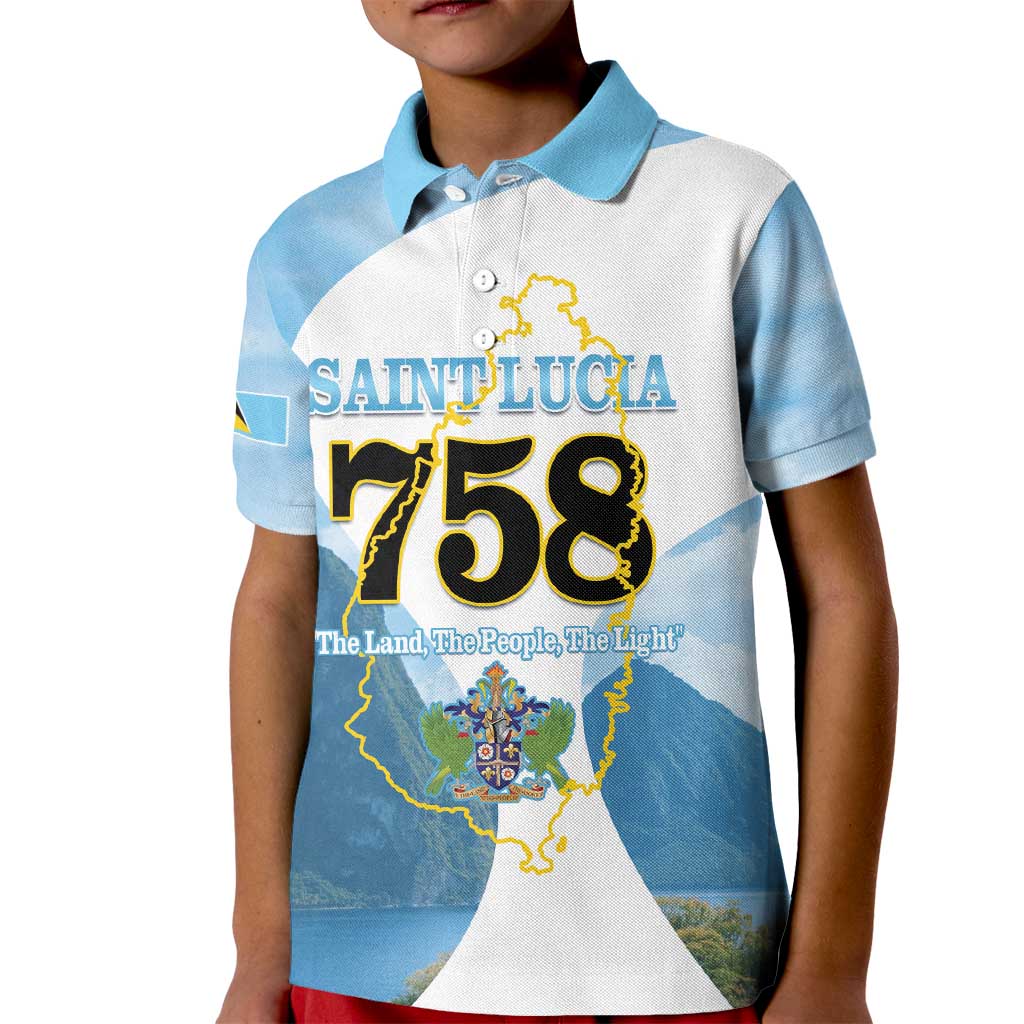 Proud To Be Saint Lucia 758 Kid Polo Shirt Pitons With Map - Wonder Print Shop