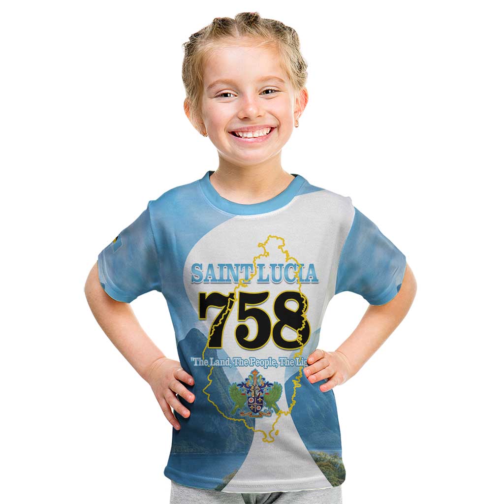 Proud To Be Saint Lucia 758 Kid T Shirt Pitons With Map - Wonder Print Shop