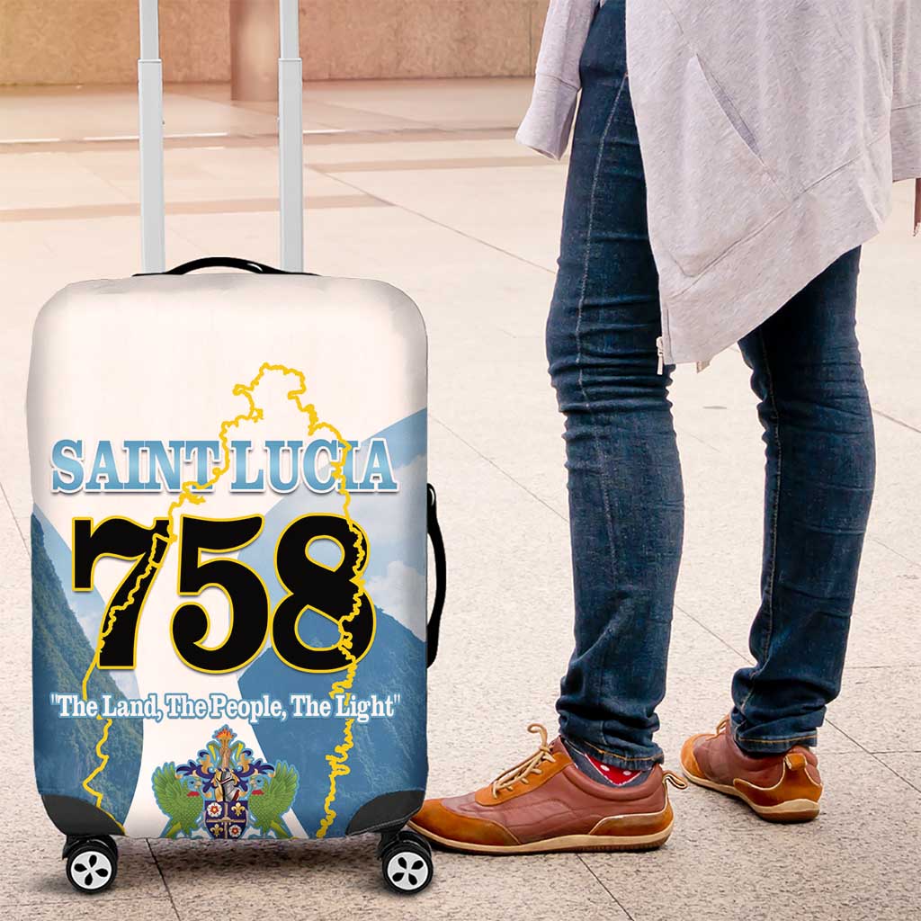 Proud To Be Saint Lucia 758 Luggage Cover Pitons With Map - Wonder Print Shop