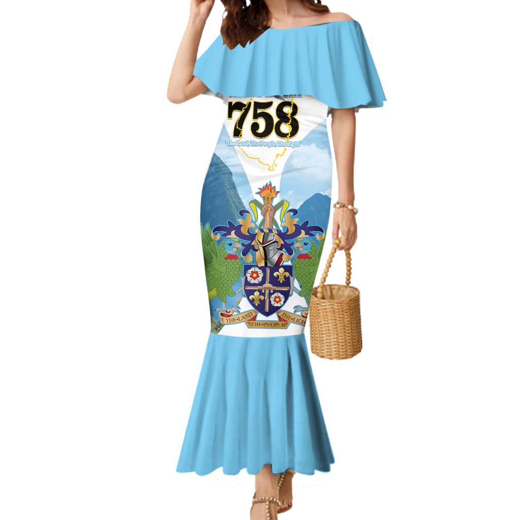 Proud To Be Saint Lucia 758 Mermaid Dress Pitons With Map - Wonder Print Shop