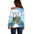 Proud To Be Saint Lucia 758 Off Shoulder Sweater Pitons With Map - Wonder Print Shop