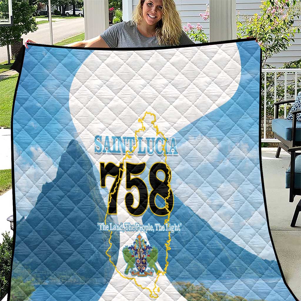 Proud To Be Saint Lucia 758 Quilt Pitons With Map - Wonder Print Shop