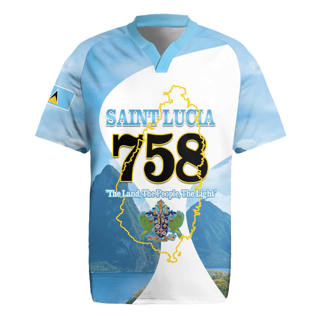 Proud To Be Saint Lucia 758 Rugby Jersey Pitons With Map - Wonder Print Shop