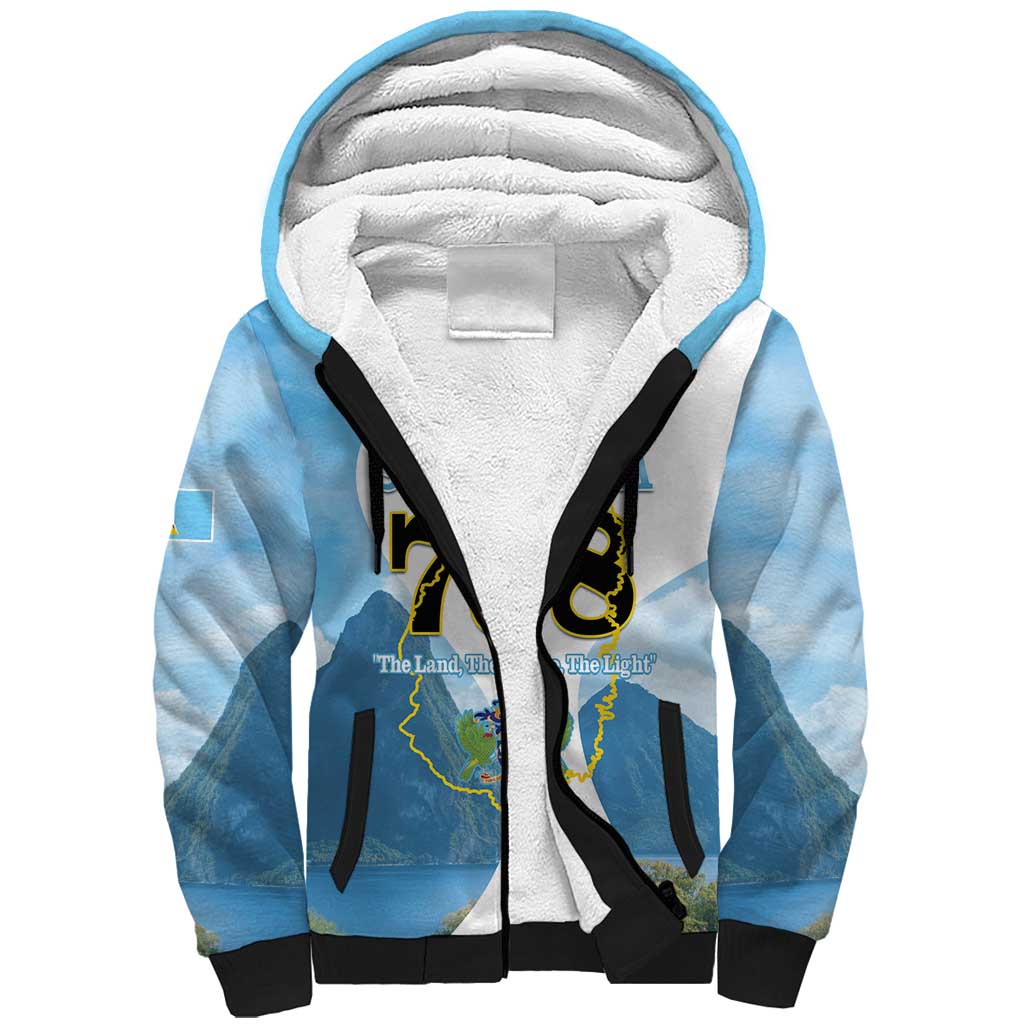 Proud To Be Saint Lucia 758 Sherpa Hoodie Pitons With Map - Wonder Print Shop