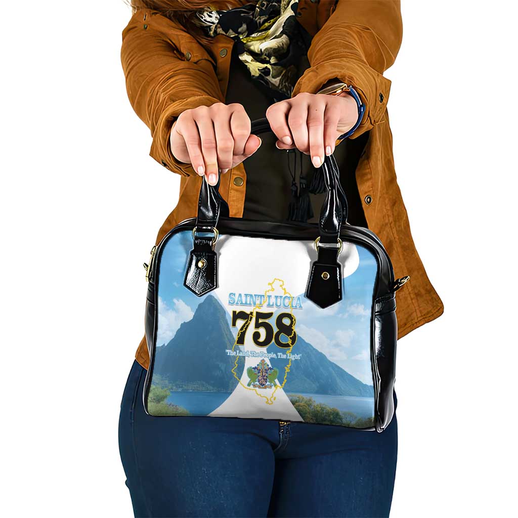 Proud To Be Saint Lucia 758 Shoulder Handbag Pitons With Map