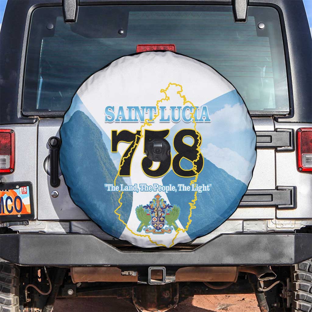 Proud To Be Saint Lucia 758 Spare Tire Cover Pitons With Map - Wonder Print Shop