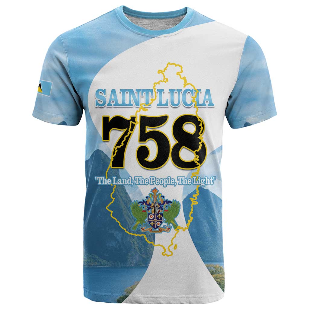 Proud To Be Saint Lucia 758 T Shirt Pitons With Map - Wonder Print Shop