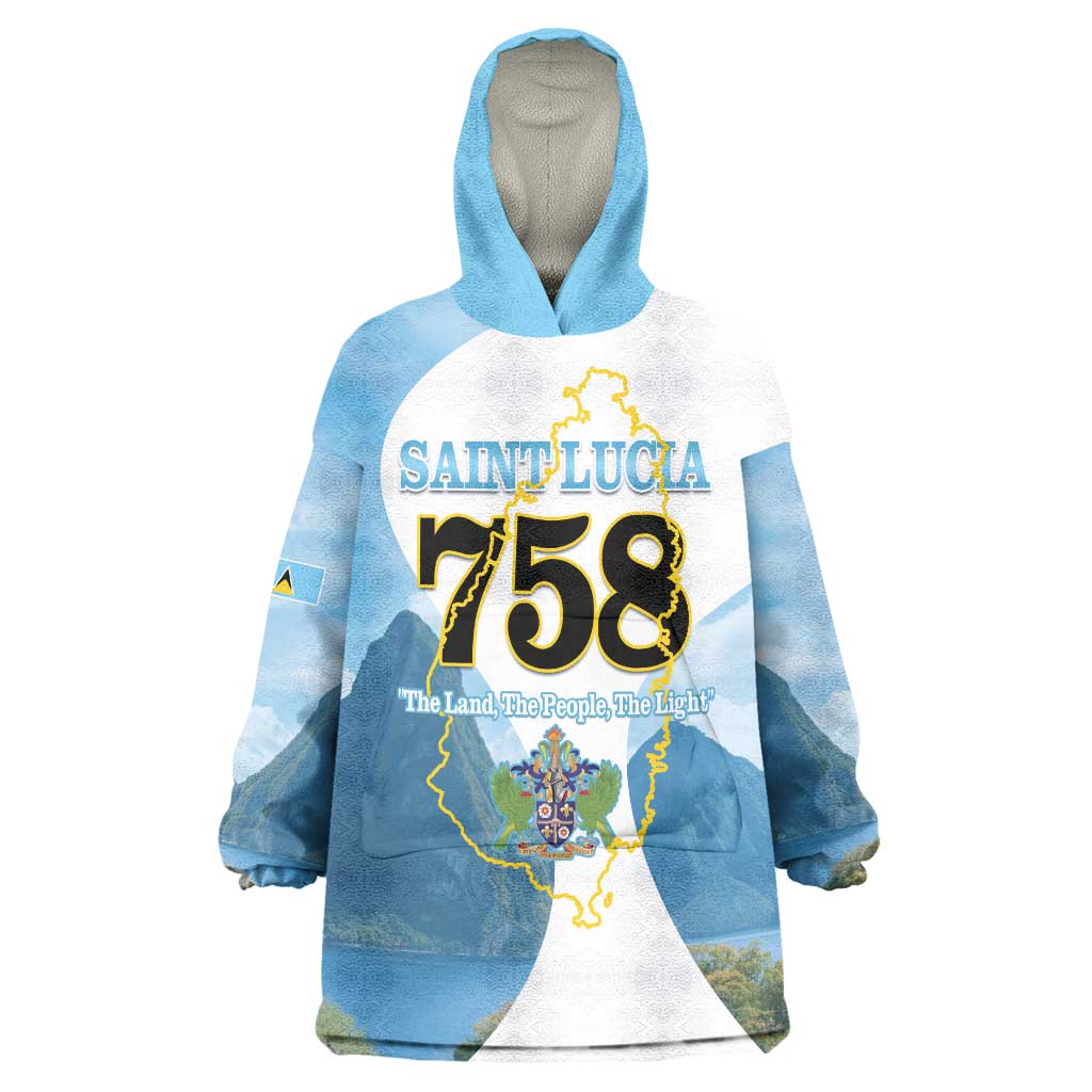 Proud To Be Saint Lucia 758 Wearable Blanket Hoodie Pitons With Map