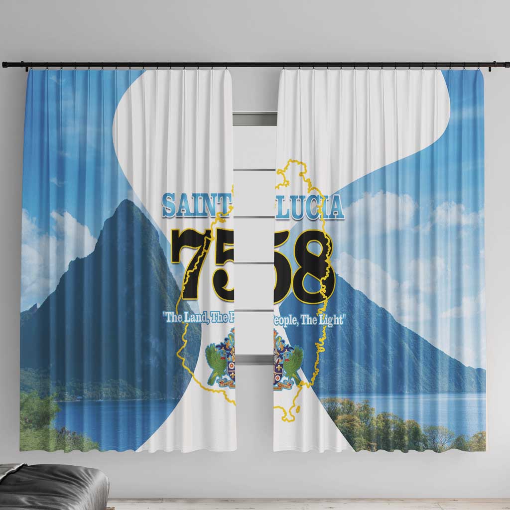 Proud To Be Saint Lucia 758 Window Curtain Pitons With Map - Wonder Print Shop