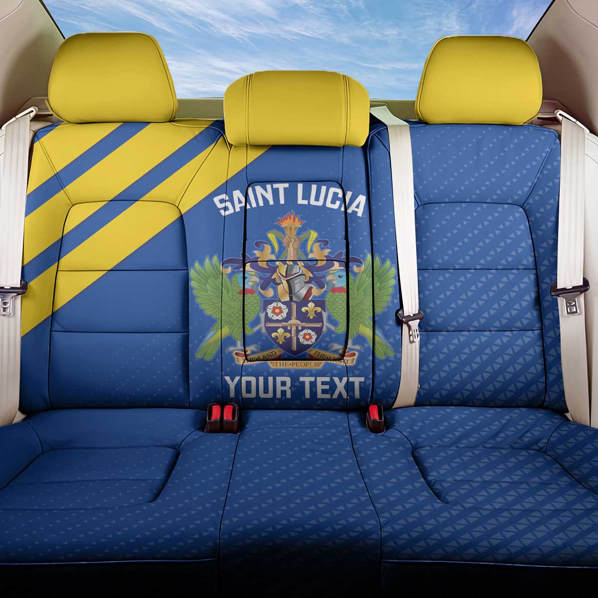 Custom Saint Lucia Football Back Car Seat Cover 2025 Go Champions - Wonder Print Shop