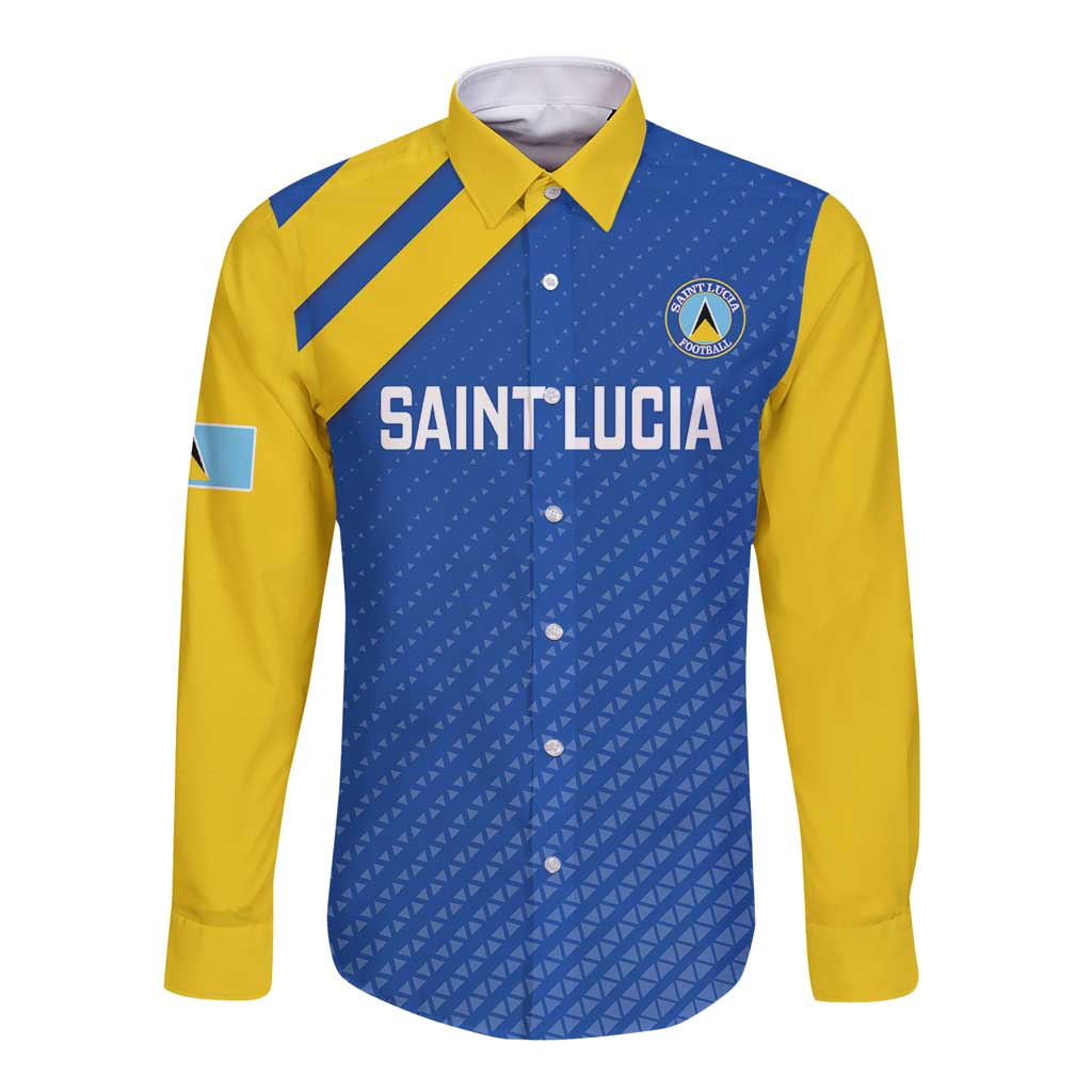 Custom Saint Lucia Football Long Sleeve Button Shirt 2025 Go Champions - Wonder Print Shop