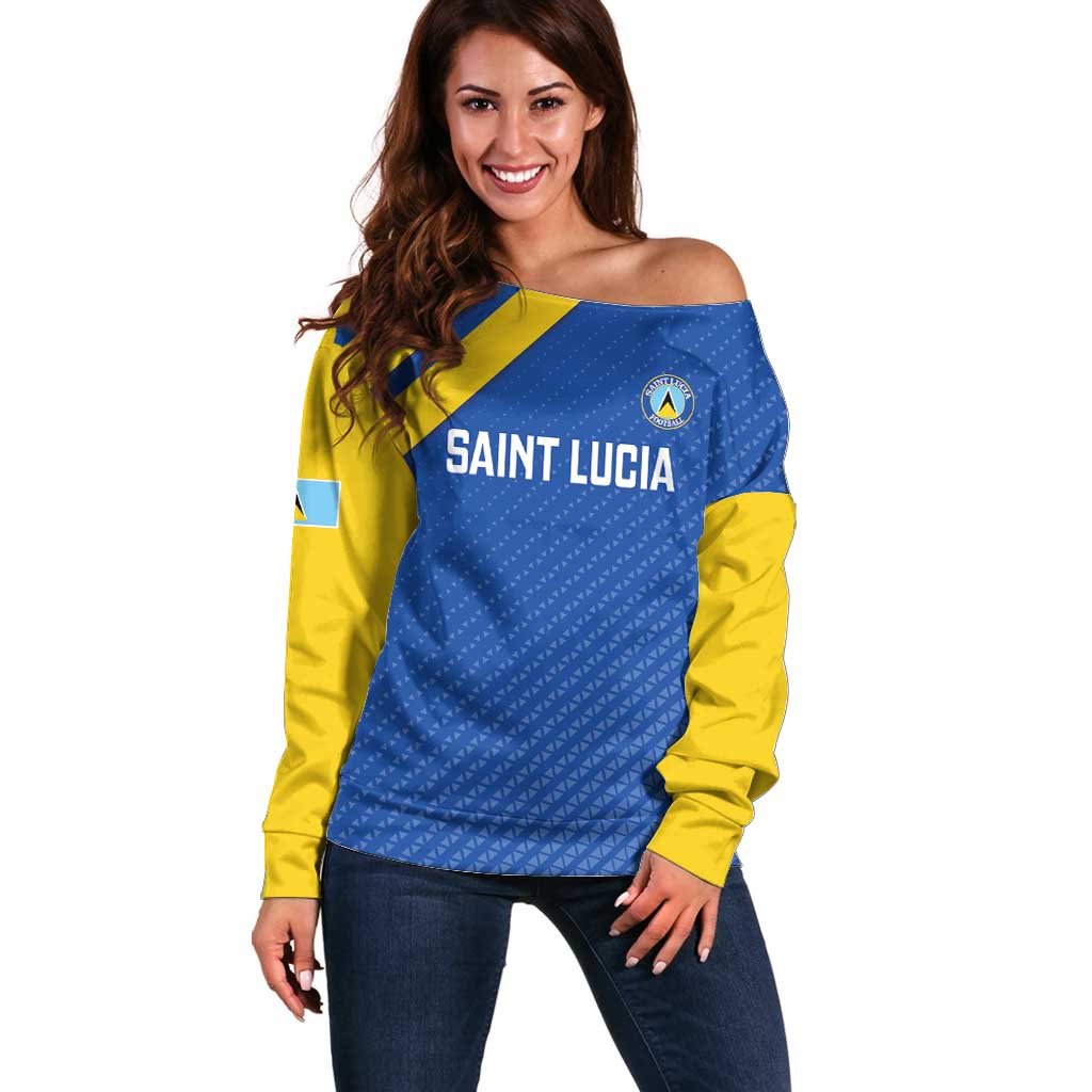 Custom Saint Lucia Football Off Shoulder Sweater 2025 Go Champions - Wonder Print Shop