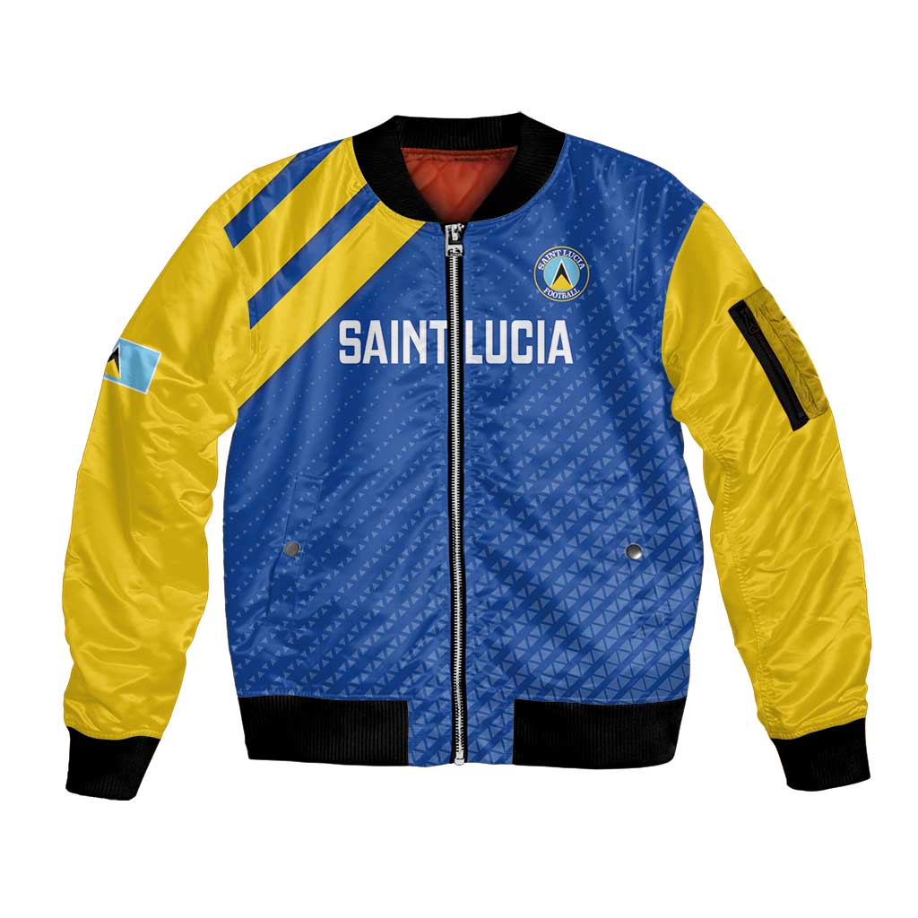 Custom Saint Lucia Football Sleeve Zip Bomber Jacket 2025 Go Champions - Wonder Print Shop