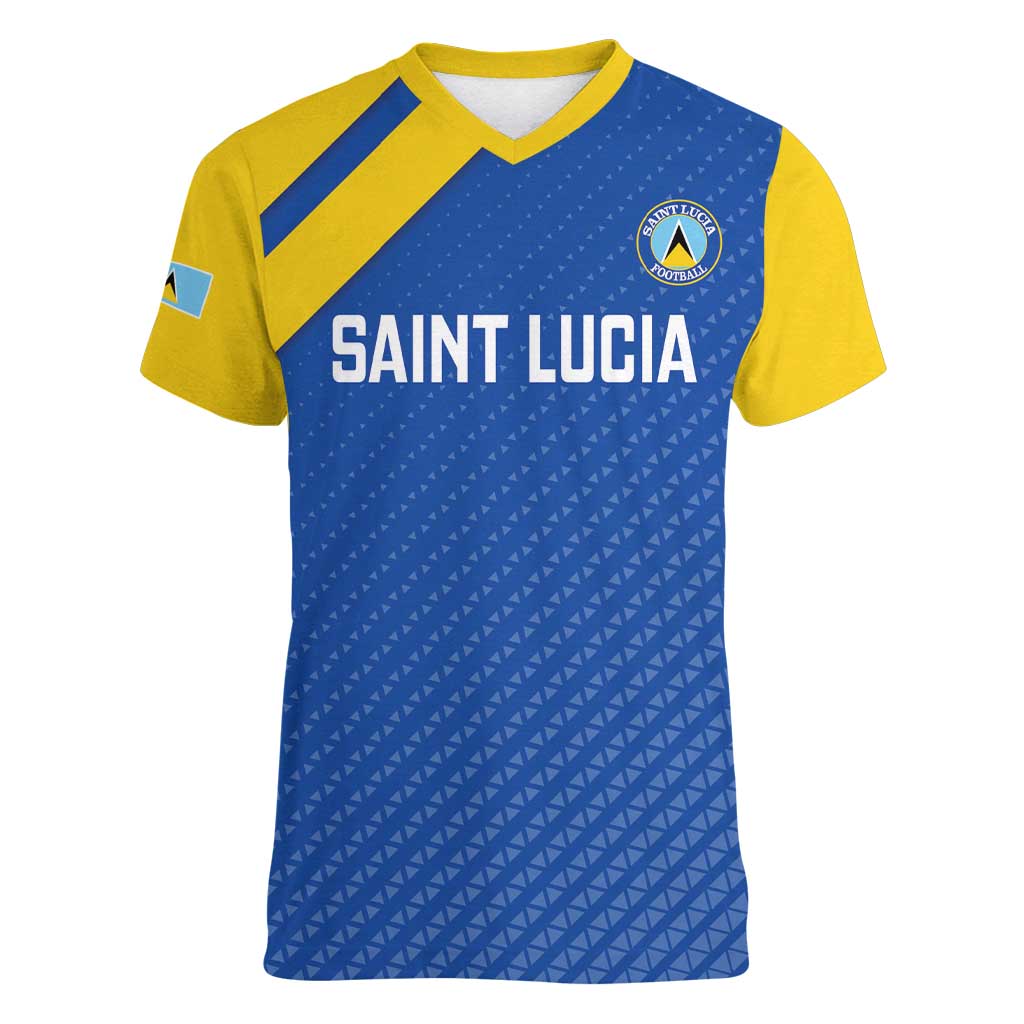 Custom Saint Lucia Football Women V-Neck T-Shirt 2025 Go Champions - Wonder Print Shop