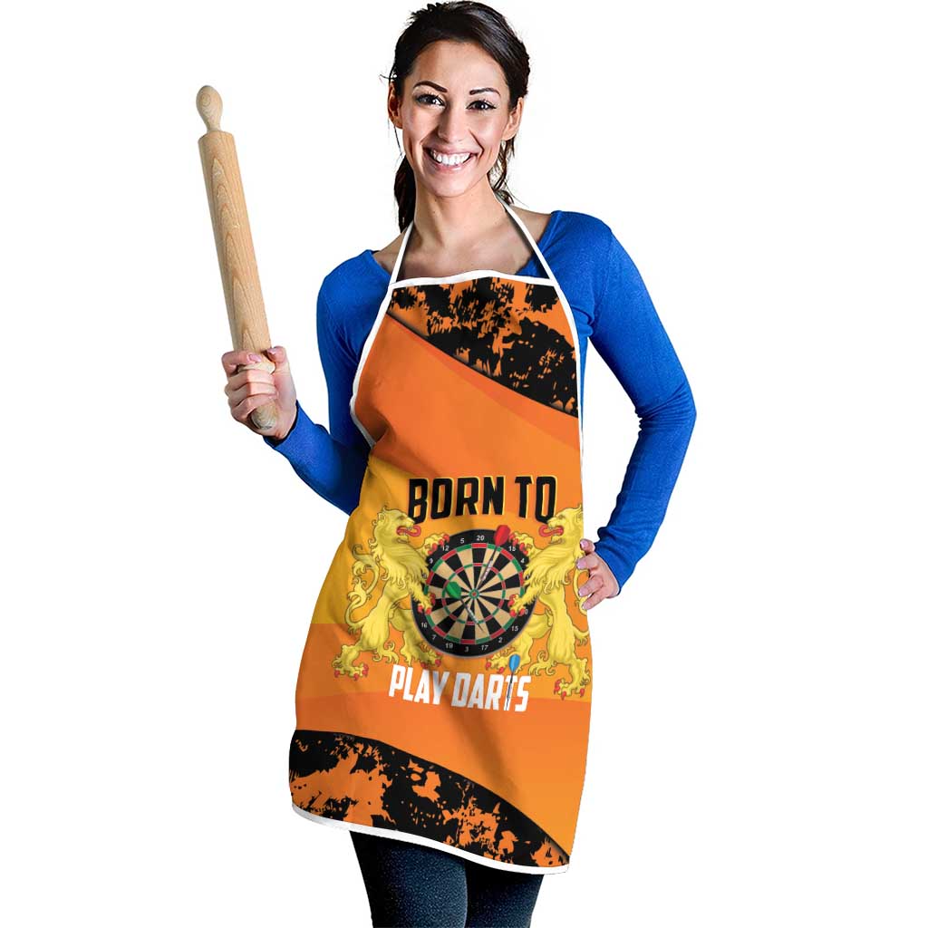 Netherlands Darts Apron Born To Play Darts Grunge Style - Wonder Print Shop
