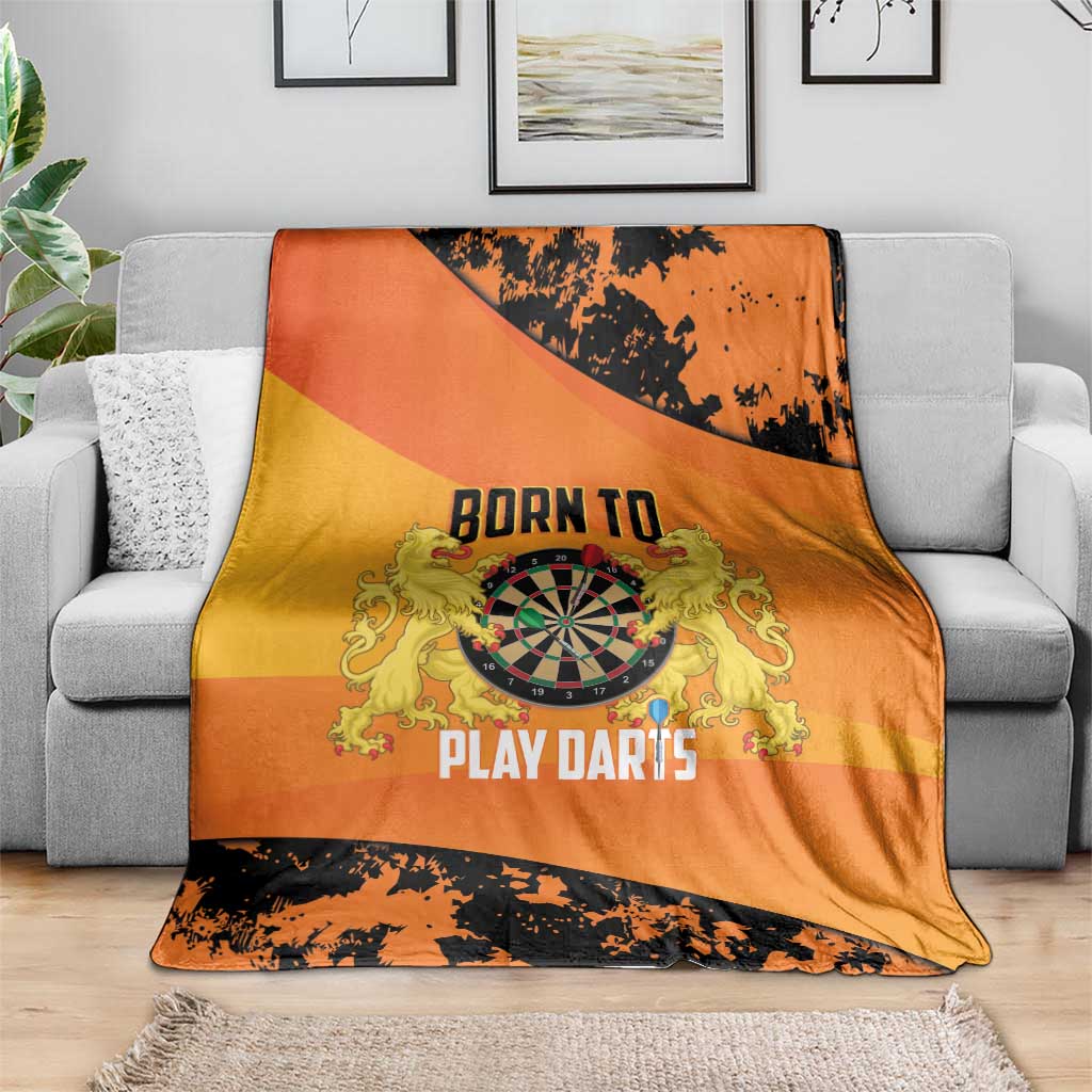Netherlands Darts Blanket Born To Play Darts Grunge Style - Wonder Print Shop
