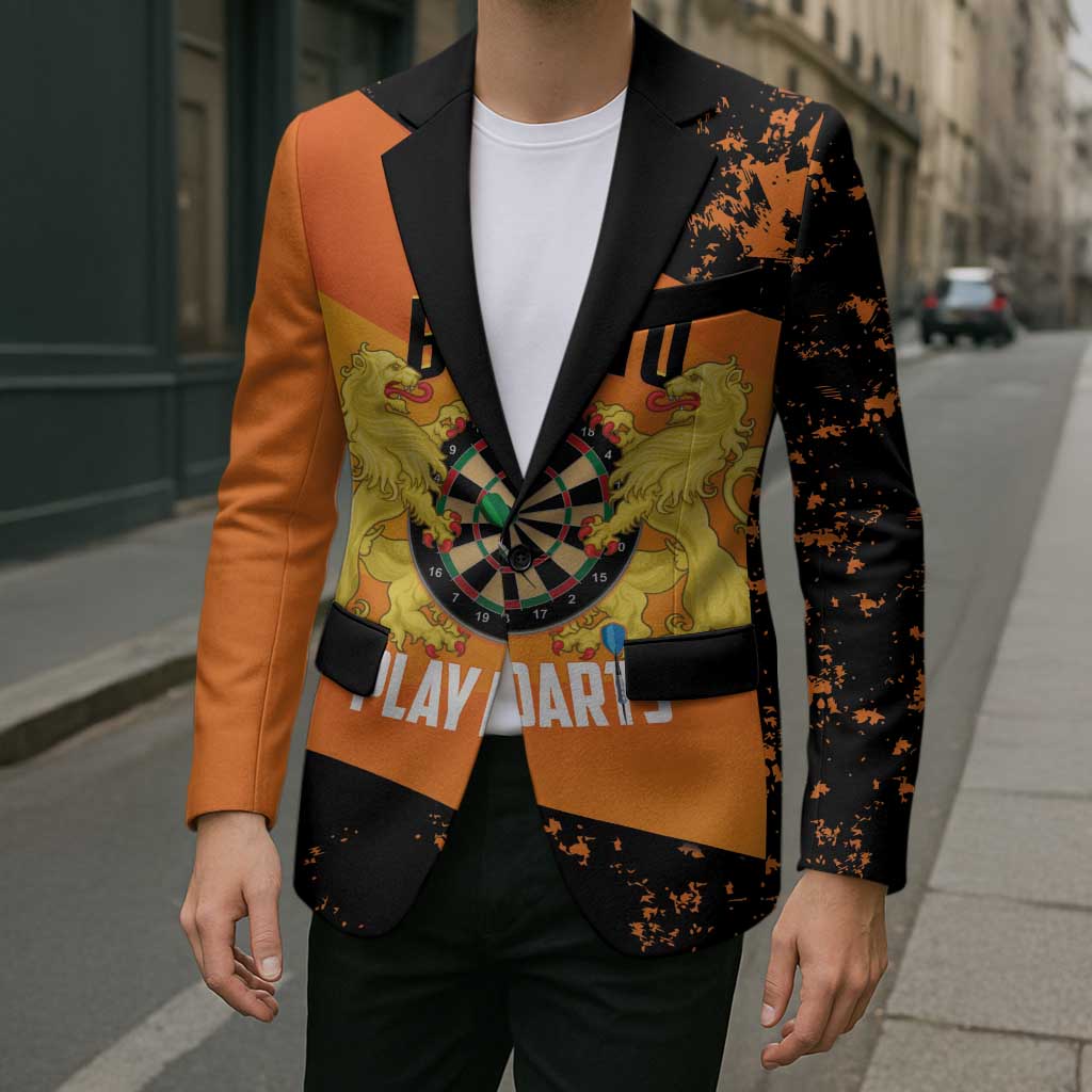 Personalised Netherlands Darts Blazer Born To Play Darts Grunge Style - Wonder Print Shop