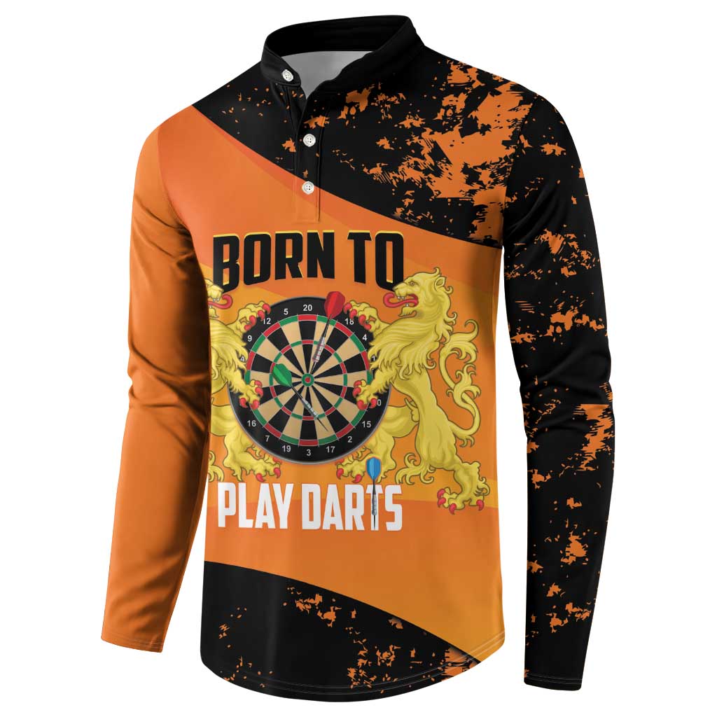 Personalised Netherlands Darts Button Sweatshirt Born To Play Darts Grunge Style - Wonder Print Shop