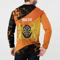 Personalised Netherlands Darts Button Sweatshirt Born To Play Darts Grunge Style - Wonder Print Shop