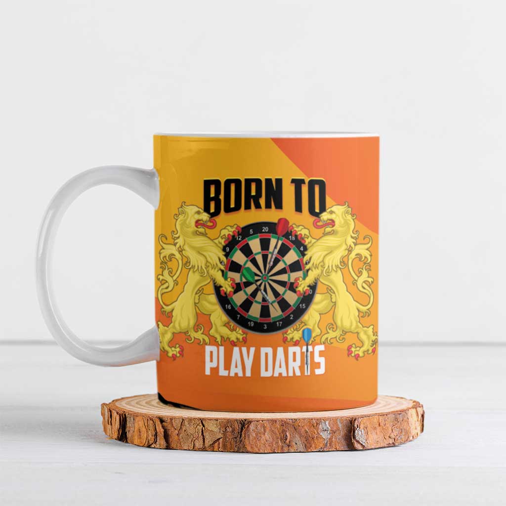 Personalised Netherlands Darts Ceramic Mug Born To Play Darts Grunge Style - Wonder Print Shop