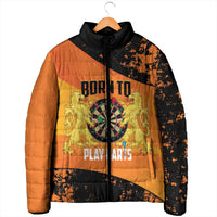 Personalised Netherlands Darts Padded Jacket Born To Play Darts Grunge Style - Wonder Print Shop