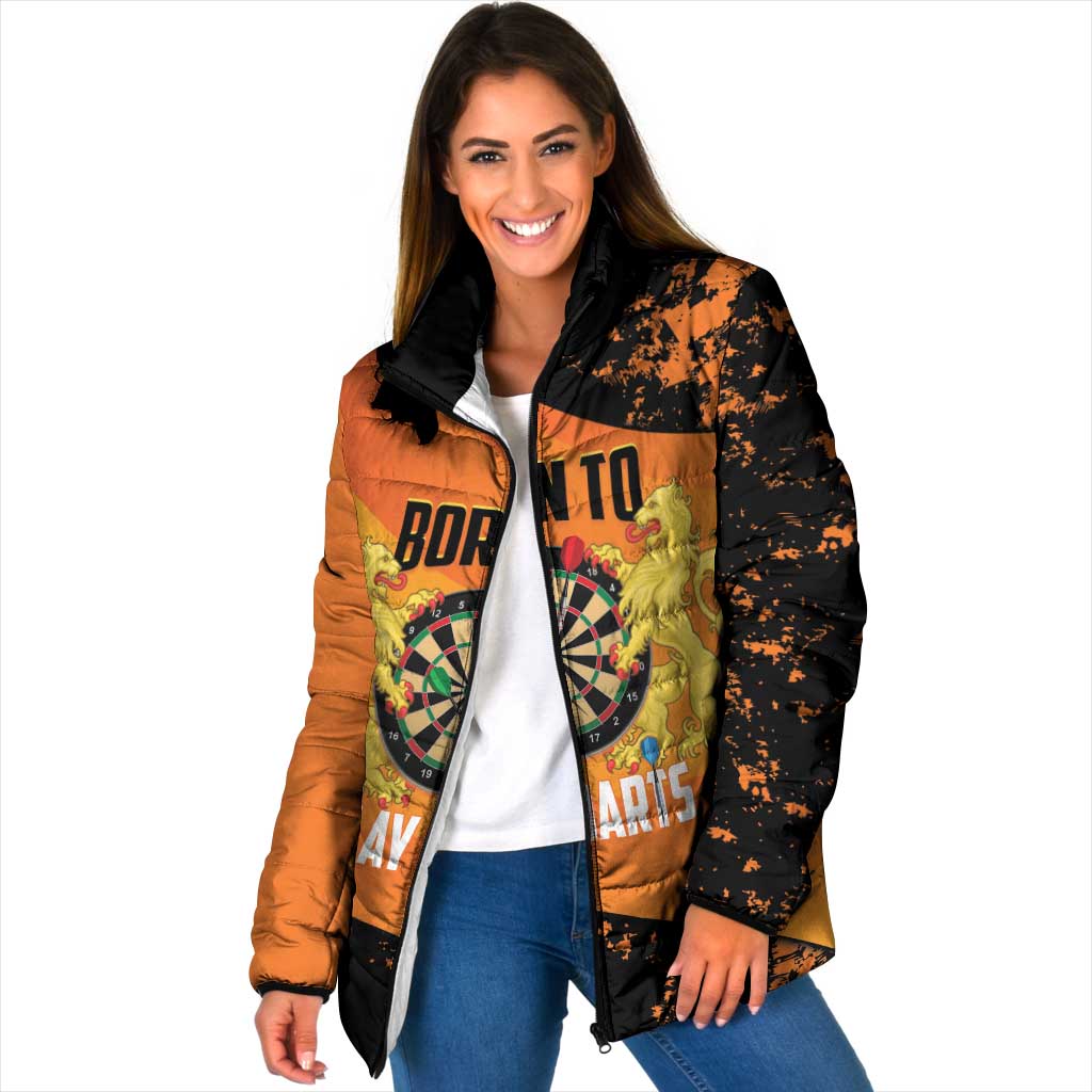 Personalised Netherlands Darts Padded Jacket Born To Play Darts Grunge Style - Wonder Print Shop