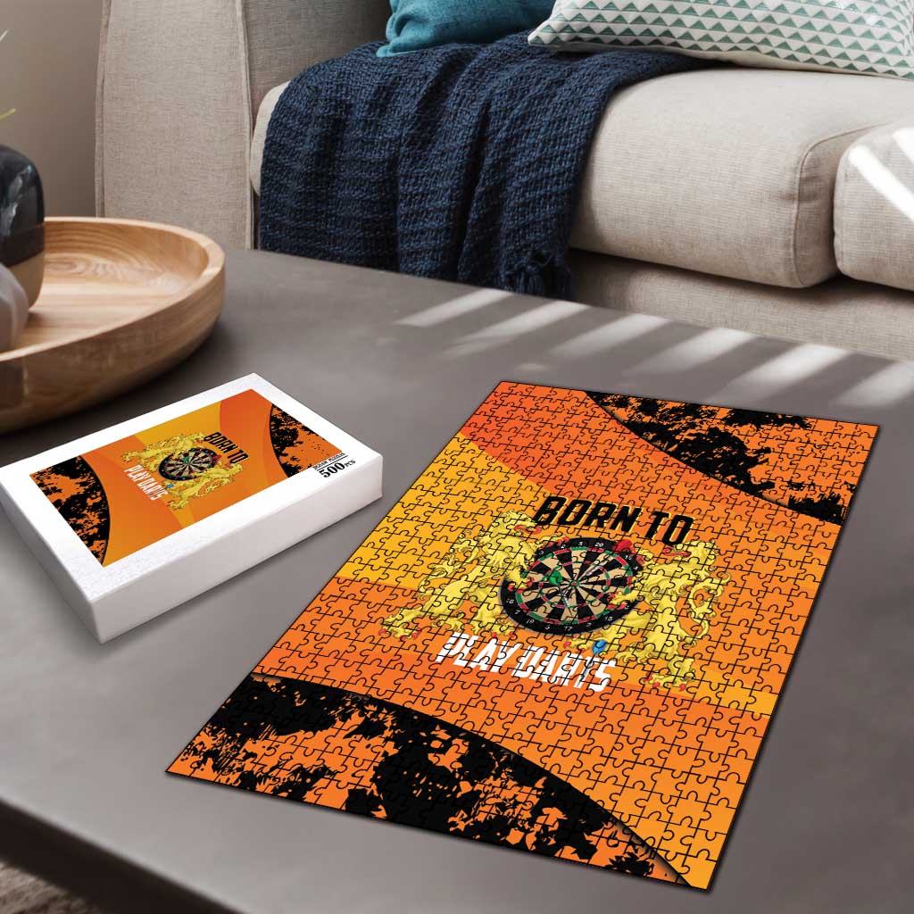 Netherlands Darts Puzzle Born To Play Darts Grunge Style - Wonder Print Shop