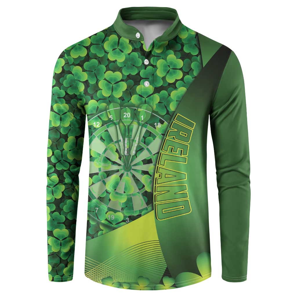 Personalised Ireland Darts Button Sweatshirt Dartboard Irish Shamrock Pattern - Wonder Print Shop