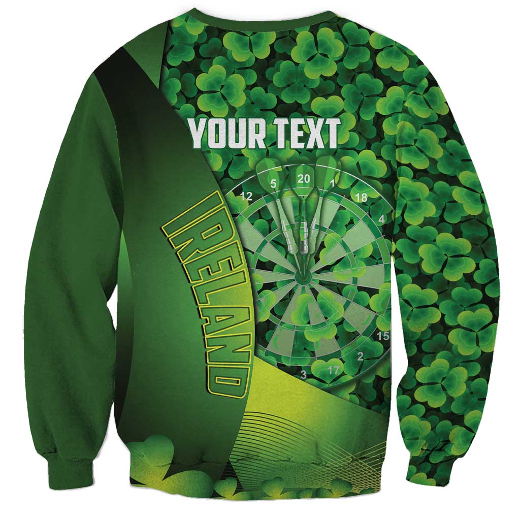 Personalised Ireland Darts Sweatshirt Dartboard Irish Shamrock Pattern - Wonder Print Shop