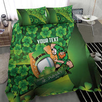 St Patrick's Day Ireland Rugby Custom Bedding Set Leprechaun Mascot Irish Shamrock Pattern - Wonder Print Shop