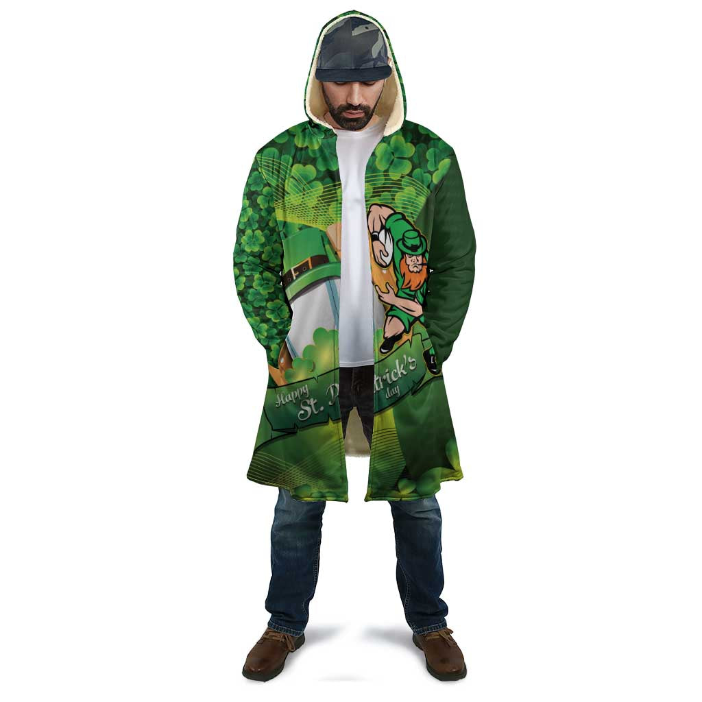 St Patrick's Day Ireland Rugby Custom Cloak Leprechaun Mascot Irish Shamrock Pattern - Wonder Print Shop