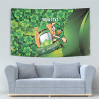 St Patrick's Day Ireland Rugby Custom Tapestry Leprechaun Mascot Irish Shamrock Pattern - Wonder Print Shop