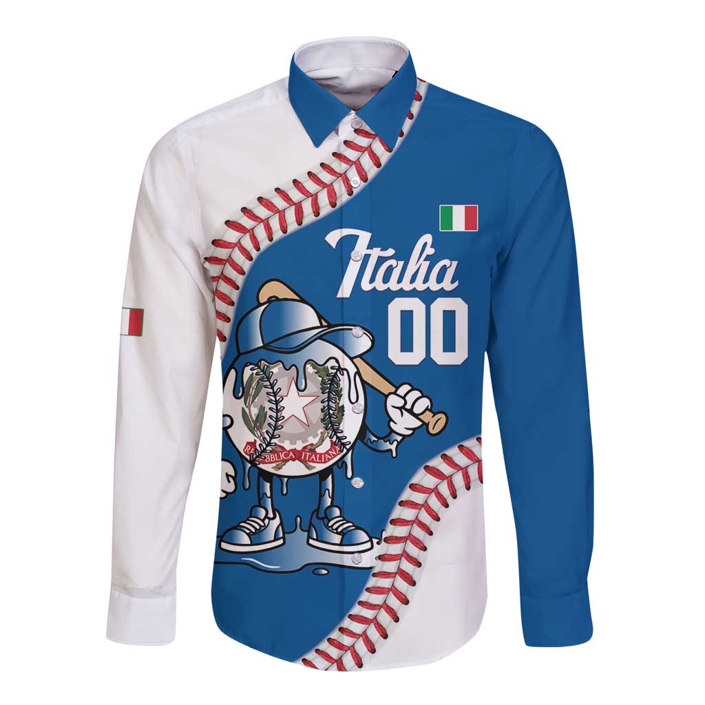 Italy 2026 Baseball Custom Long Sleeve Button Shirt Go Champions Drip Style