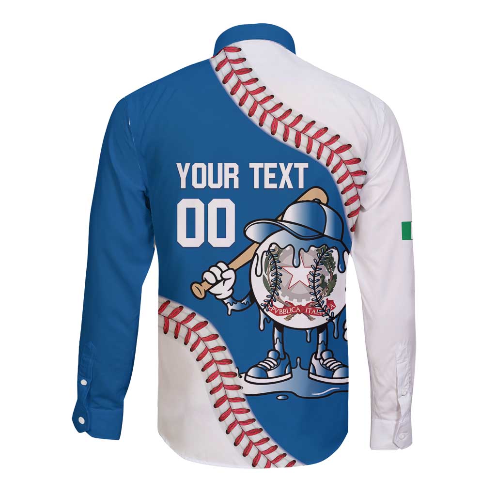 Italy 2026 Baseball Custom Long Sleeve Button Shirt Go Champions Drip Style