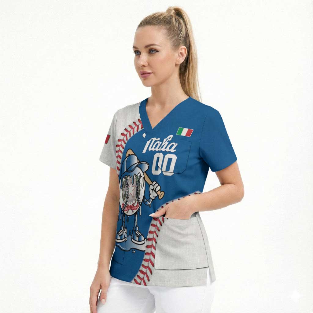 Italy 2026 Baseball Custom Scrub Top Go Champions Drip Style