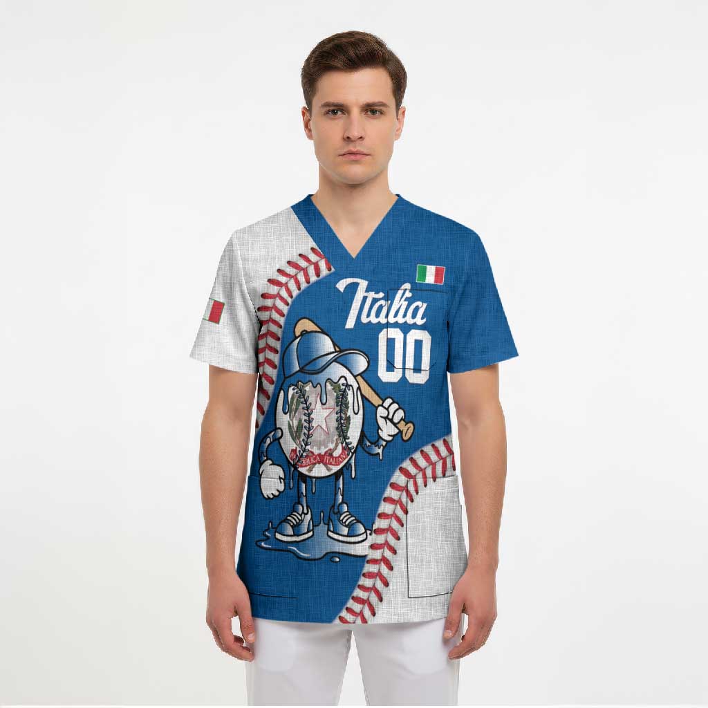 Italy 2026 Baseball Custom Scrub Top Go Champions Drip Style