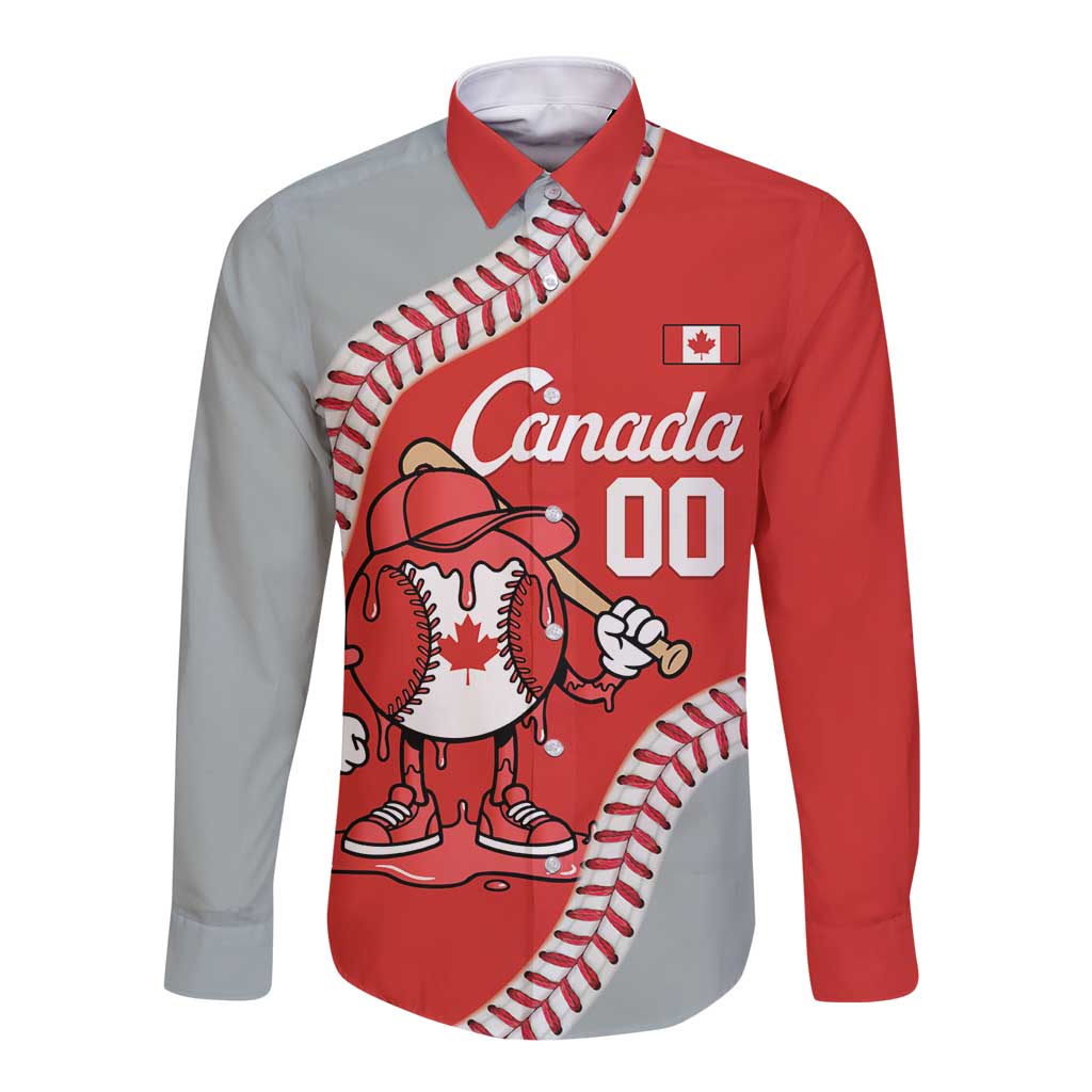 Canada 2026 Baseball Custom Long Sleeve Button Shirt Go Champions Drip Style