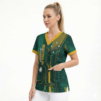 Australia Socceroos 2026 Custom Scrub Top Go Aussie Kangaroo National Color