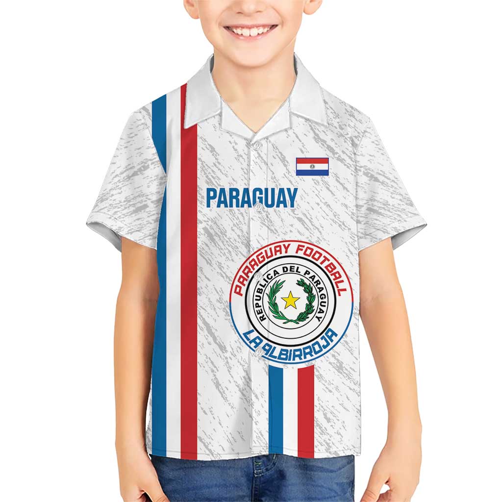 Custom Paraguay Football Kid Hawaiian Shirt Vamos Albirroja