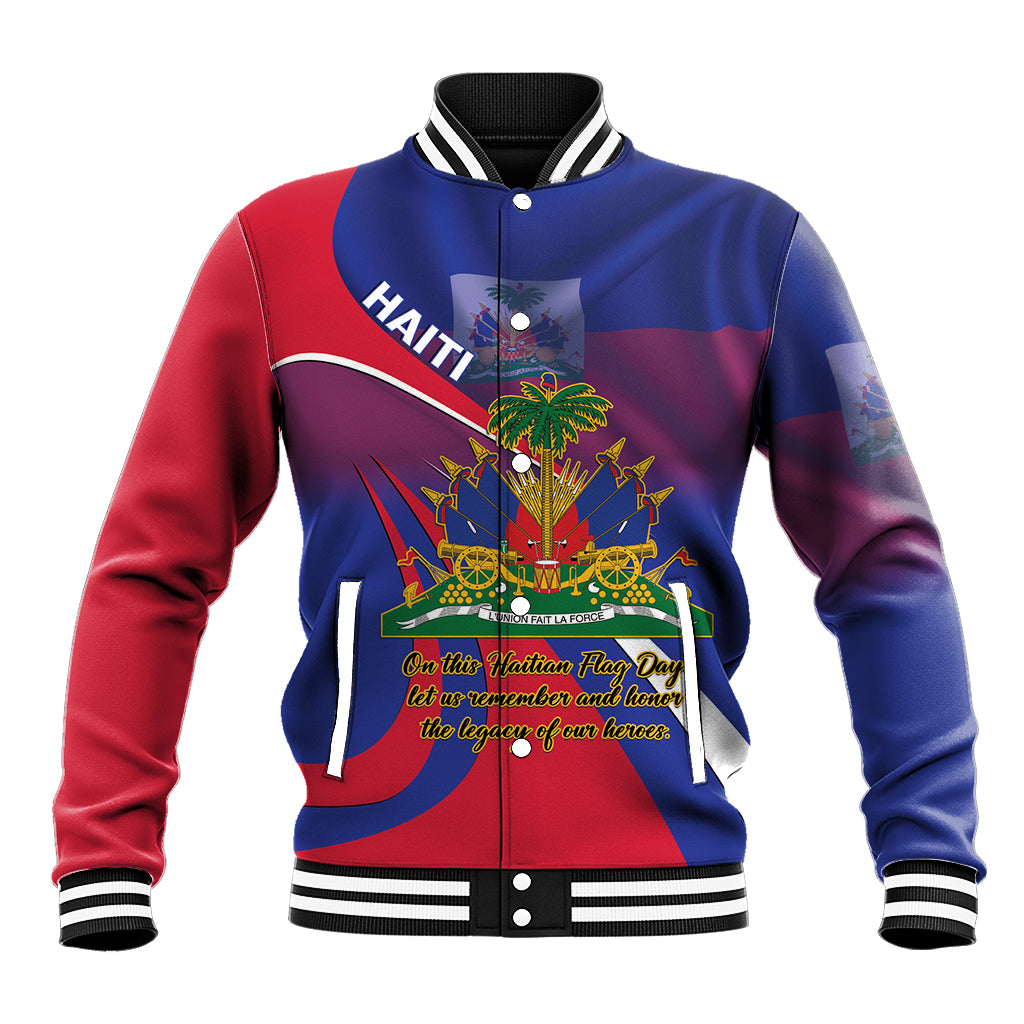 Personalised Haiti Flag Day Baseball Jacket Lest Us Remember Our Heroes - Wonder Print Shop