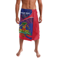 Personalised lavalava skirt, red with blue printed Haiti flag and custom text