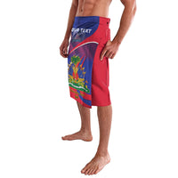 Personalised lavalava skirt, red with custom blue Haiti flag print panel