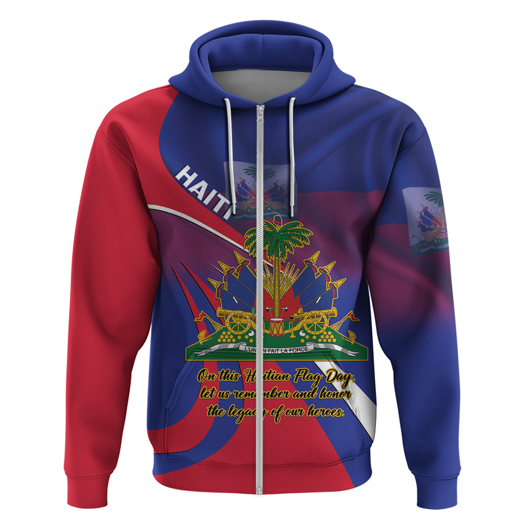 Personalised Haiti Flag Day Zip Hoodie Lest Us Remember Our Heroes - Wonder Print Shop