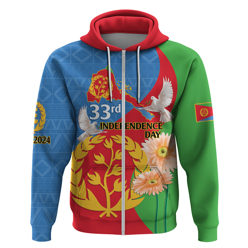 Eritrea Independence Day Zip Hoodie Eritrean Olive Branches 33rd Anniversary - Wonder Print Shop