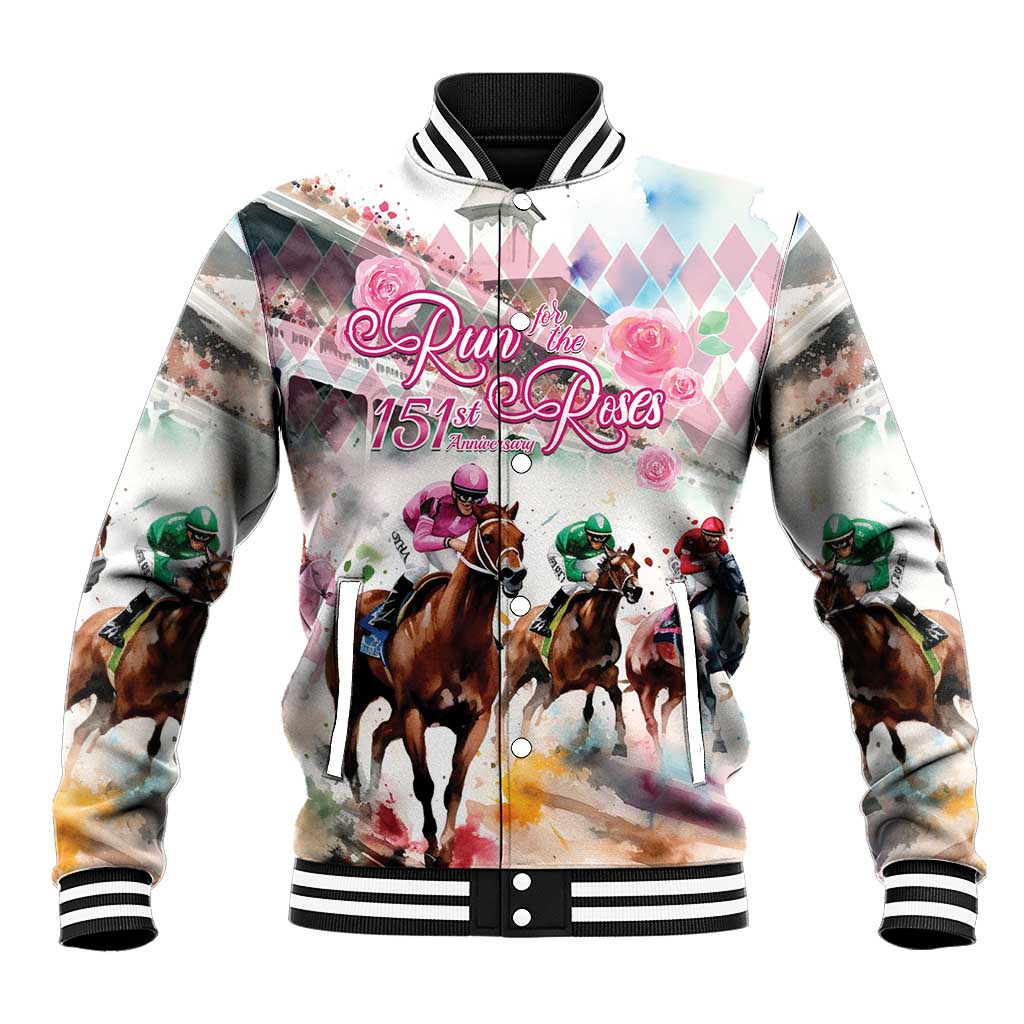 Personalized Kentucky Horse Racing Baseball Jacket 151st Anniversary Run For The Roses